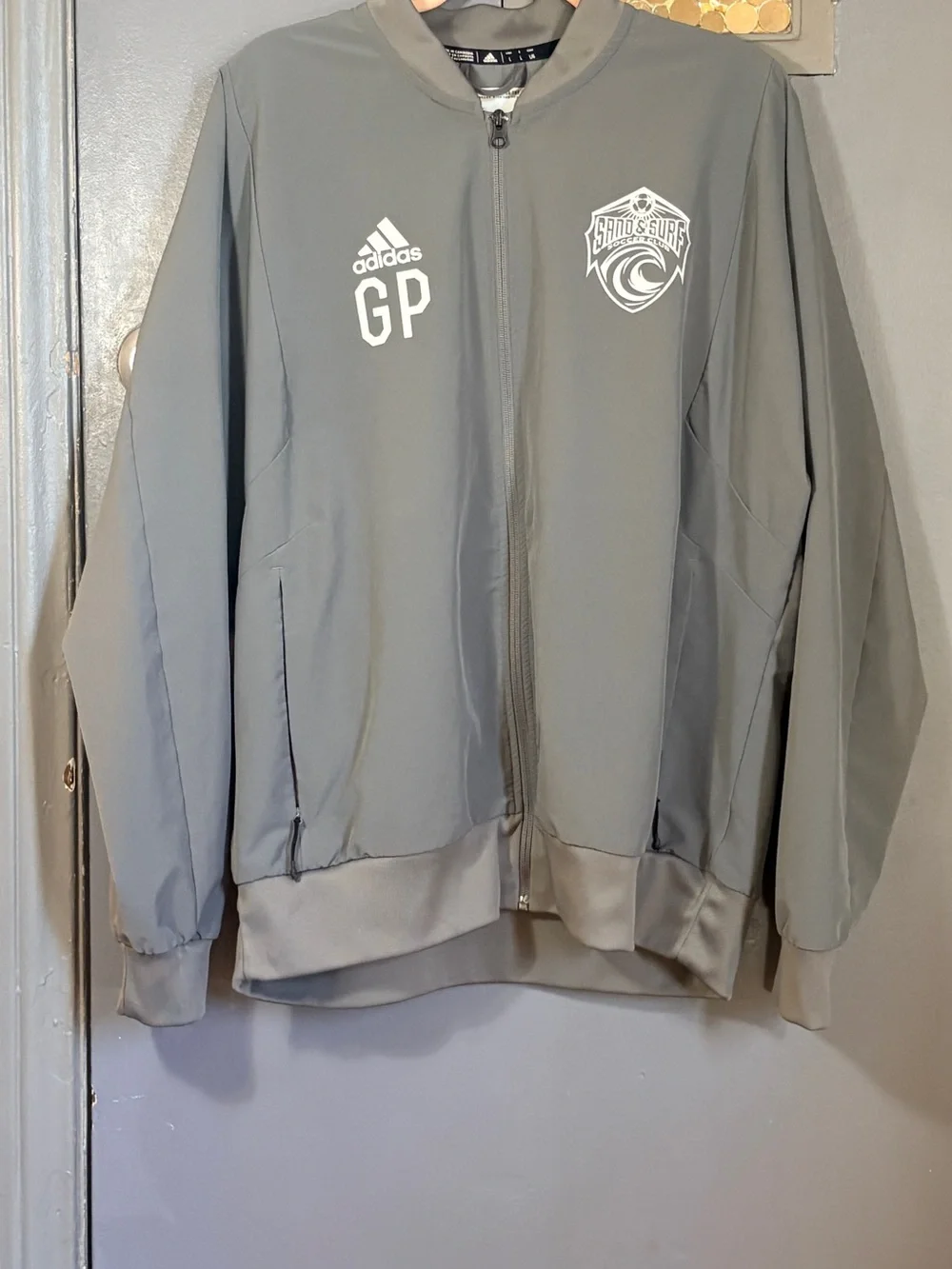 adidas Sand & Surf Soccer Club Track Jacket Gray Full Zip GP Large